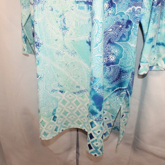 Chico's Zenergy Women's Cold Shoulder‎ Long Sleeve Summer Top Blue Size 3 - Picture 14 of 14